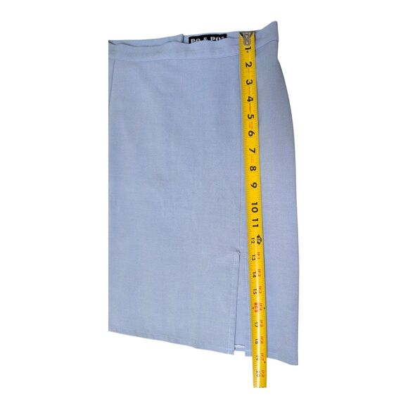 Vtg Y2K 90s Blue Mini Pencil Skirt Size 2 Office Siren 26" Waist PO & PO Slit - Picture 4 of 8